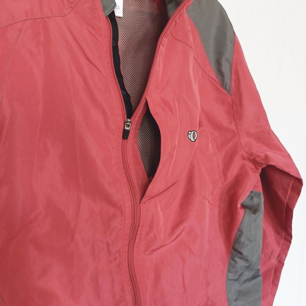 PEARL iZUMi Women's M Cycling Windbreaker Jacket Red/Gray Full Zip Pockets - Picture 11 of 16